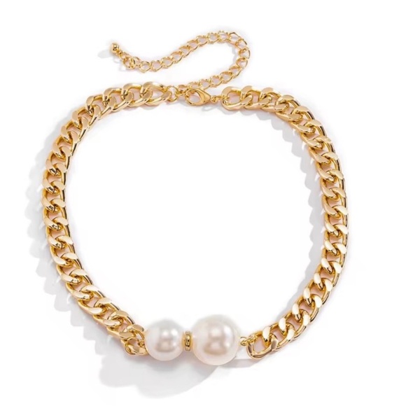 Anthropologie Gold Chain Necklace with Pearls - Picture 2 of 3